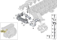 Система нейтрализации ОГ, охлаждение для BMW E90N 325d M57N2 (схема запасных частей)