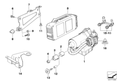 Гидроагрегат ABS/ASC/ЭБУ/кронштейн для BMW E36 325i M50 (схема запасных частей)