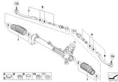 Рулевые тяги/тяги рулевой трапеции для BMW R53 Cooper S W11 (схема запасных частей)