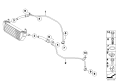 трубопровод масляного радиатора для BMW K25 R 1200 GS 04 (0307,0317) 0 (схема запасных частей)