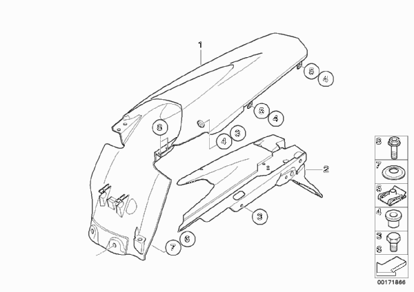 Колпак колеса, кронштейн номерн.знака для BMW K16 G 450 X (0145) 0 (схема запчастей)