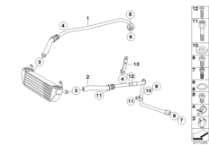 трубопровод масляного радиатора для BMW K29 R 1200 S (0366,0396) 0 (схема запасных частей)