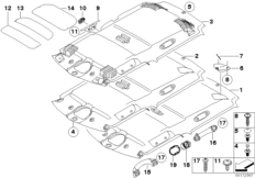 Потолок / поручень для BMW R55N Cooper SD N47N (схема запасных частей)