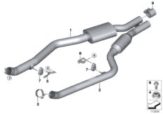 Катализатор/передний доп.глушитель для BMW E70 X5 M S63 (схема запасных частей)