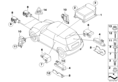 Электрические детали НПБ для BMW R52 Cooper W10 (схема запасных частей)