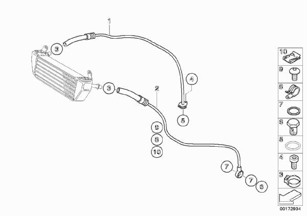 трубопровод масляного радиатора для BMW K28 R 1200 ST (0328,0338) 0 (схема запчастей)