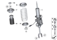 Стойка амортизатора Пд VDC/доп.элементы для BMW F10 M550dX N57X (схема запасных частей)