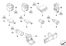 Различные выключатели/прикуриватели для BMW E46 M3 CSL S54 (схема запасных частей)