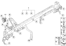 опора панели приборов для BMW E87 120d M47N2 (схема запасных частей)