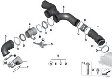 Система впрыска - воздуховод для BMW RR2 Drophead N73 (схема запасных частей)