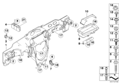опора панели приборов для BMW R55N Cooper SD N47N (схема запасных частей)
