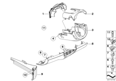 Доп.элементы панели приборов Нж. для BMW R59 Cooper S N18 (схема запасных частей)