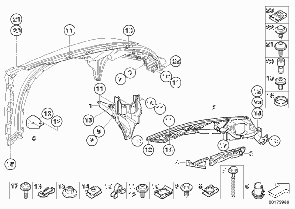 Крыло Пд/дополнительные элементы для BMW E71 X6 40iX N55 (схема запчастей)