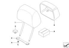 Сиденье Пд, подголовник спорт.сиденья для BMW E70 X5 3.0d M57N2 (схема запасных частей)