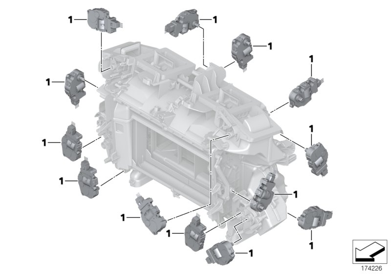 Сервопривод автом.сист.кондиционирования для BMW F11 550i N63 (схема запчастей)
