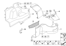 Обшивка багажного отделения Бок для BMW E86 Z4 M3.2 S54 (схема запасных частей)