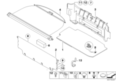 Обшивка багажного отделения для BMW E86 Z4 3.0si N52 (схема запасных частей)