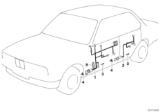 Жгуты проводов двери для BMW E32 730iL M30 (схема запасных частей)