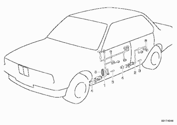 Жгуты проводов двери для BMW E32 730iL M30 (схема запчастей)