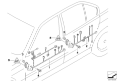 Жгуты проводов двери для BMW E38 750i M73 (схема запасных частей)