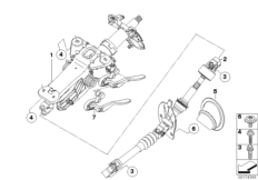 Рул.колонка с мех.приводом/доп.элем. для BMW E61 525xi N52 (схема запасных частей)