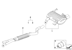 Система глушителей BMW Performance для BMW E91 330xi N53 (схема запасных частей)