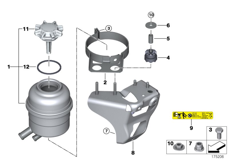 Масляный резервуар/детали для BMW E90 325xi N53 (схема запчастей)