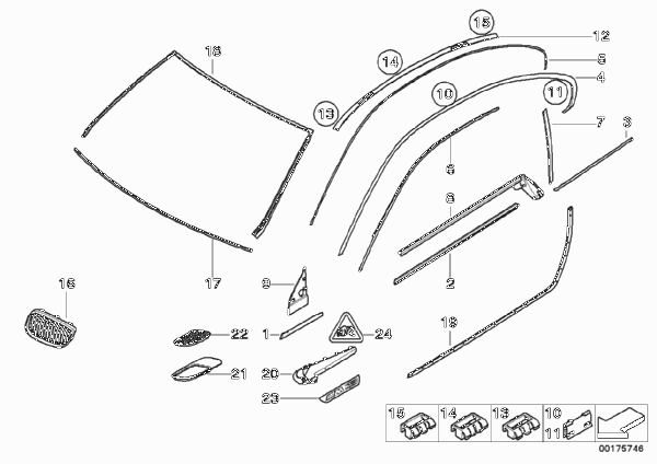 Наружн.наклад/дек.решетка/упл.прокладки для BMW E92N M3 S65 (схема запчастей)
