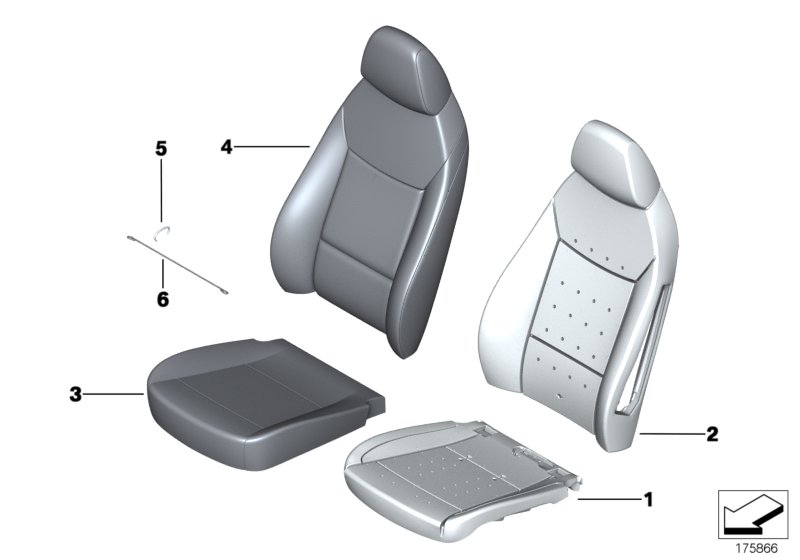 Набивка и обивка базового сиденья Пд для BMW E89 Z4 28i N20 (схема запчастей)