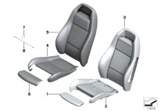 Набивка и обивка спортивного пер.сиденья для BMW E89 Z4 18i N20 (схема запасных частей)