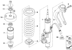 Амортизатор/витая пружина/дополн.элемен. для BMW E70N X5 50iX N63 (схема запасных частей)