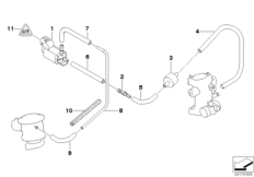 Воздушный нагнетатель с вакуум.сист.упр. для BMW E39 M5 S62 (схема запасных частей)