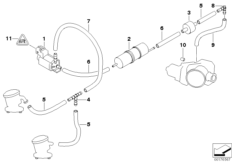 Воздушный нагнетатель с вакуум.сист.упр. для BMW E38 750iLP M73N (схема запасных частей)