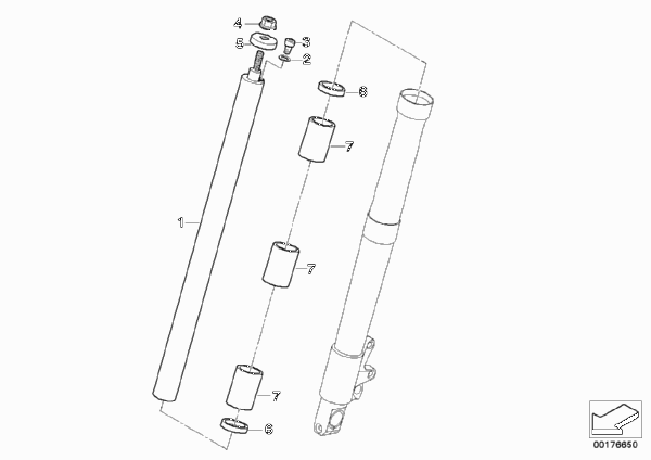 Неподвижная труба Ø 41 мм для BMW K27 R 1200 R 06 (0378,0398) 0 (схема запчастей)