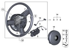 Многофункциональное рулевое колесо с НПБ для BMW RR3 Coupé N73 (схема запасных частей)