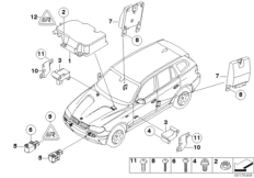 Электрические детали НПБ для BMW E83N X3 3.0si N52N (схема запасных частей)