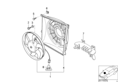 Вытяжной вентилятор и дополнит.элементы для BMW E36 316i 1.9 M43 (схема запасных частей)