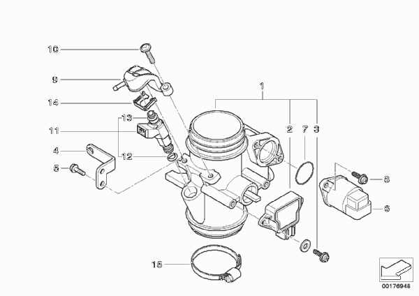 Корпус дроссельной заслонки для MOTO R13 F 650 GS Dakar 04 (0176,0186) 0 (схема запчастей)
