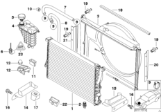 Радиатор вод.охл./расш.бачок/кожух вент. для BMW E52 Z8 S62 (схема запасных частей)