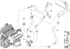 Дополнит.водяная помпа/водяной шланг для BMW E92N M3 S65 (схема запасных частей)