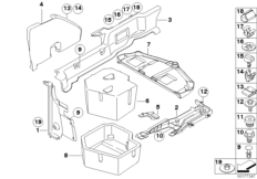 Дополнит.элементы пола багажника для BMW E93 320i N46N (схема запасных частей)