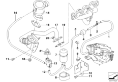 Воздушный нагнетатель с вакуум.сист.упр. для BMW Z3 Z3 1.9 M43 (схема запасных частей)