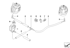 Вакуумное упр.подушкой крепления двиг. для BMW E91N 318i N43 (схема запасных частей)