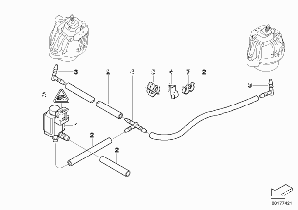 Вакуумное упр.подушкой крепления двиг. для BMW E92 320i N43 (схема запчастей)