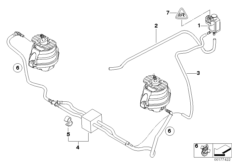 Вакуумное упр.подушкой крепления двиг. для BMW E61N 523i N53 (схема запасных частей)