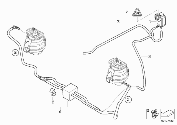 Вакуумное упр.подушкой крепления двиг. для BMW E60N 523i N53 (схема запчастей)