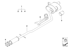 Спортивный задний глушитель для BMW R50 Cooper W10 (схема запасных частей)
