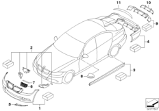 Аэродинамический к-т BMW Performance для BMW E90N 330xi N53 (схема запасных частей)