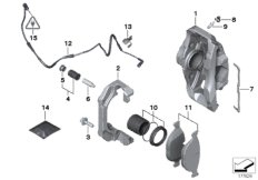 Датчик износа торм.накладки пер.колеса для BMW F11 530i N52N (схема запасных частей)