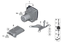 Гидроагрегат DXC/крепление/датчики для BMW F07 550iX N63 (схема запасных частей)